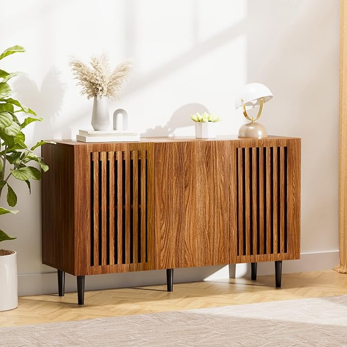 Farmhouse Storage Cabinet, 47.2" Buffet Cabinet with 3 DIY Doors and Adjustable Shelf, Sideboard ... | Amazon (US)