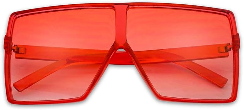 Amazon.com: Big XL Large Oversized Super Flat Top Square Two Tone Color Fashion Sunglasses (Red F... | Amazon (US)