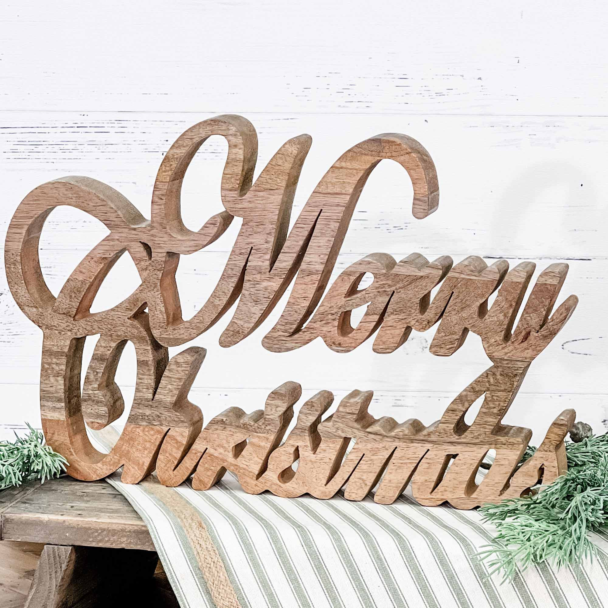 Dark Brown Wood MERRY CHRISTMAS Shelf Sitter - Piper Classics | Piper Classics