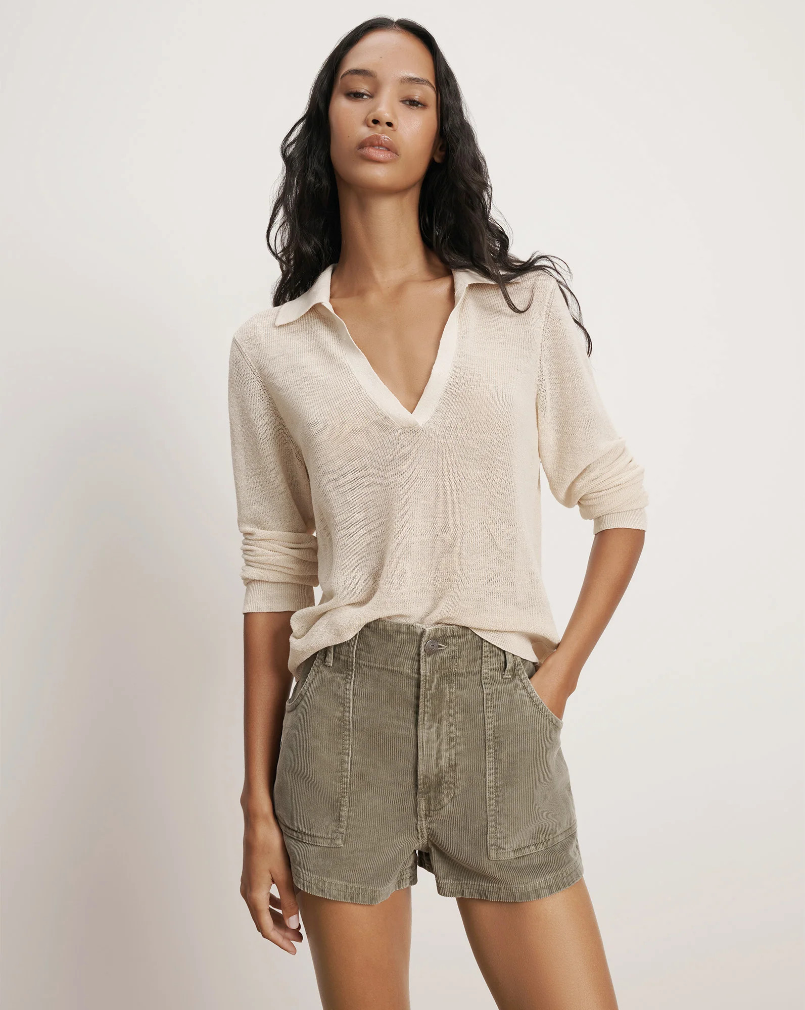 Issa Knit Long-Sleeve Polo | Veronica Beard