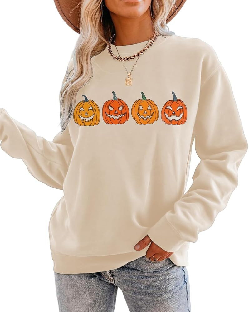 CM C&M WODRO Pumpkin Face Halloween Sweatshirts Women Fall Long Sleeve Crewneck Loose fit Pullove... | Amazon (US)