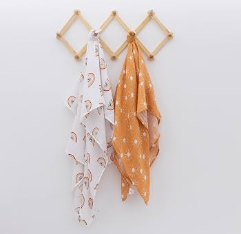 Organic Baby Muslin Swaddle Blankets for Boy or Girl - Sun and Rainbow Swaddling Blanket 2 Pack -... | Amazon (US)