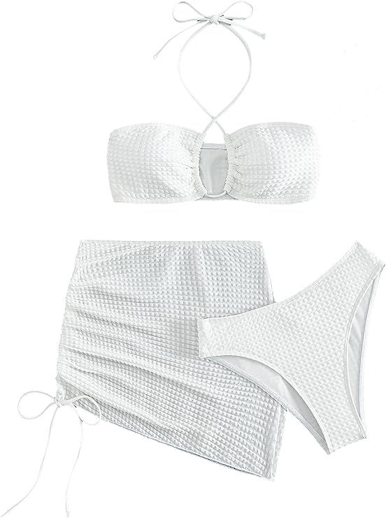 SHENHE Women's Summer 3 Piece High Waisted Bikini Set Swimsuit Bathing with Cover Up | Amazon (US)
