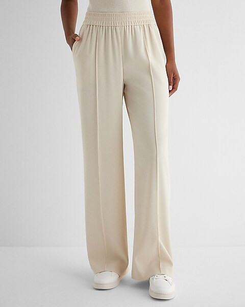 High Waisted Seamed Pull On Wide Leg Pant | Express