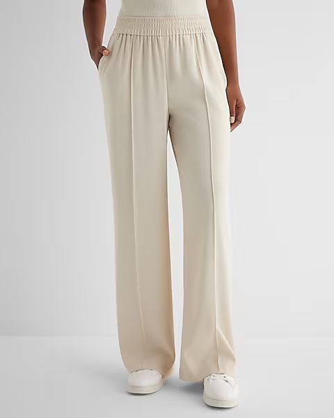 High Waisted Seamed Pull On Wide Leg Pant | Express