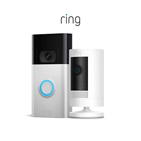 Ring Video Doorbell, Satin Nickel bundle with Ring Stick Up Cam Battery, White | Amazon (US)