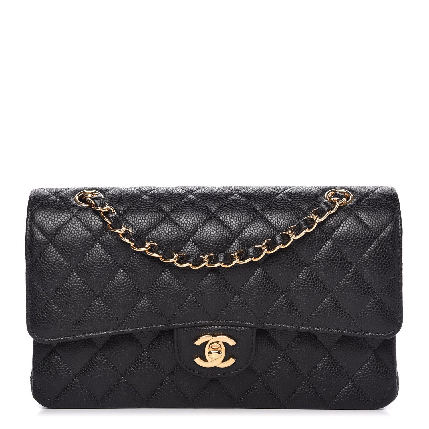 Caviar Quilted Medium Double Flap Black | Fashionphile