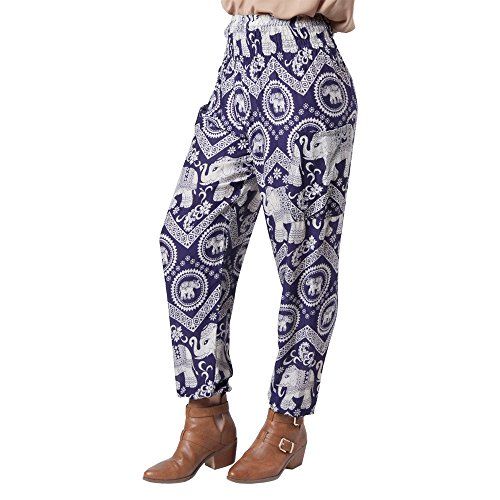 The Elephant Pants Women's John L Sullivan Harem Pants, Navy and White, Small | Amazon (US)