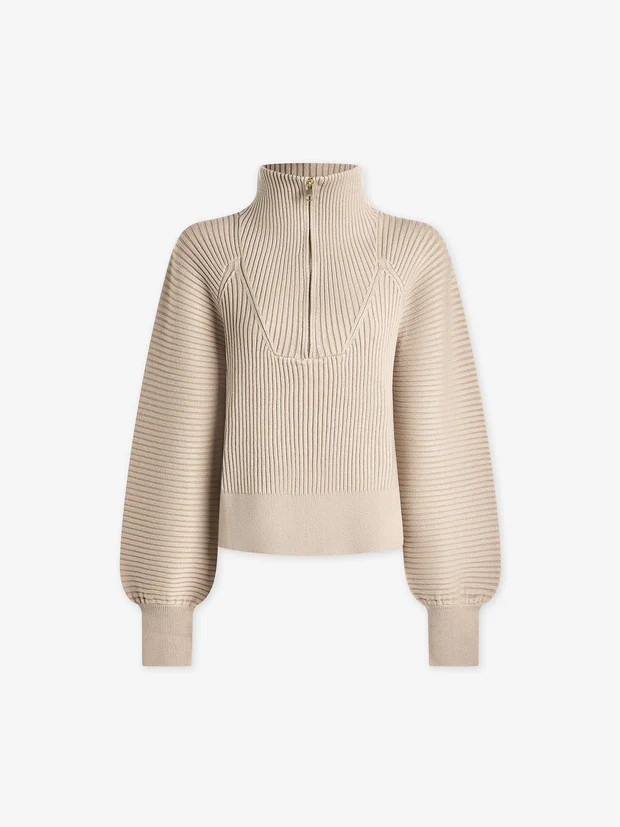 Reid Half-Zip Knit1 ReviewsModern, directional rib detailing and voluminous balloon sleeves defin... | Varley USA