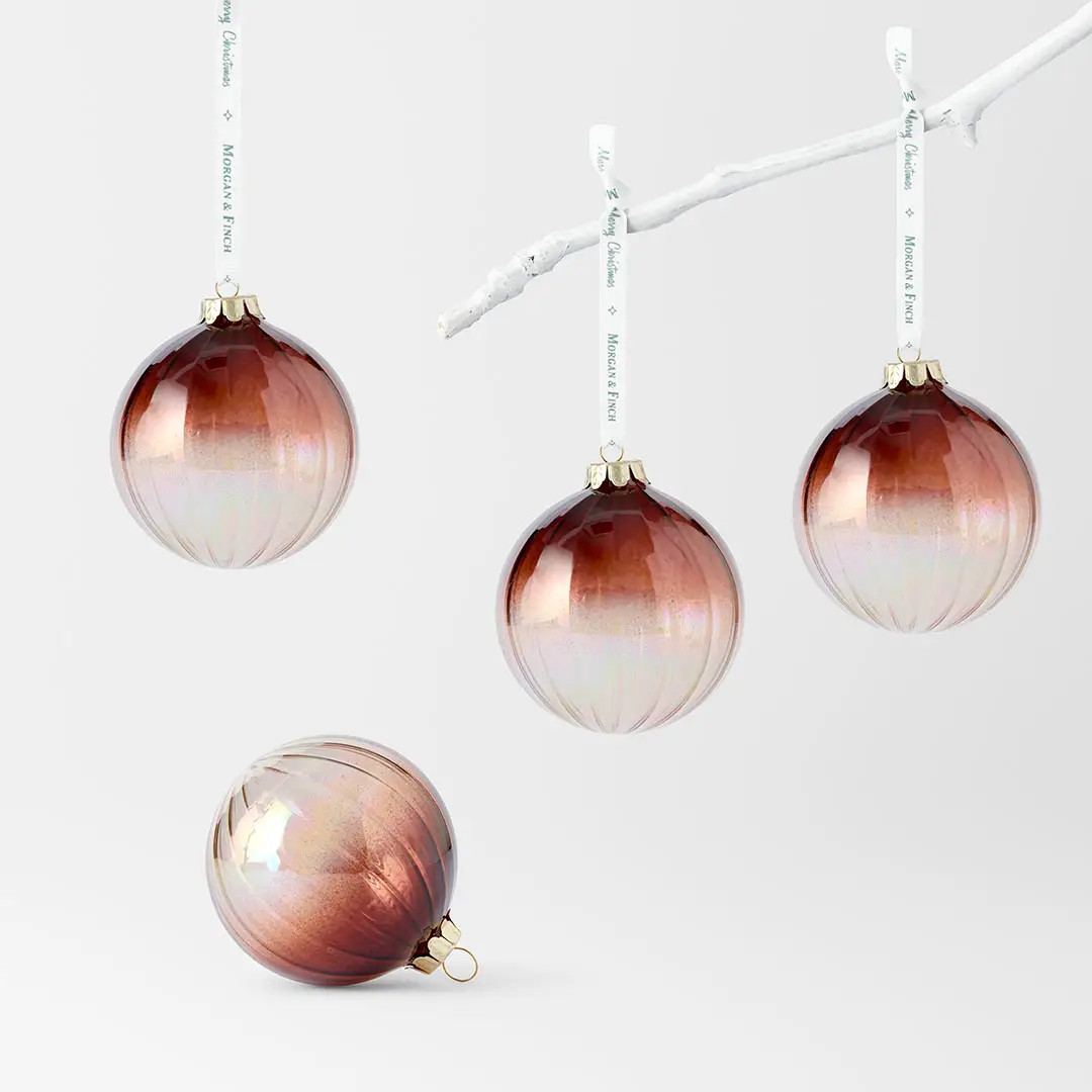 Ombre Ribbed Glass Ball Set Of 4 | Bed Bath N' Table