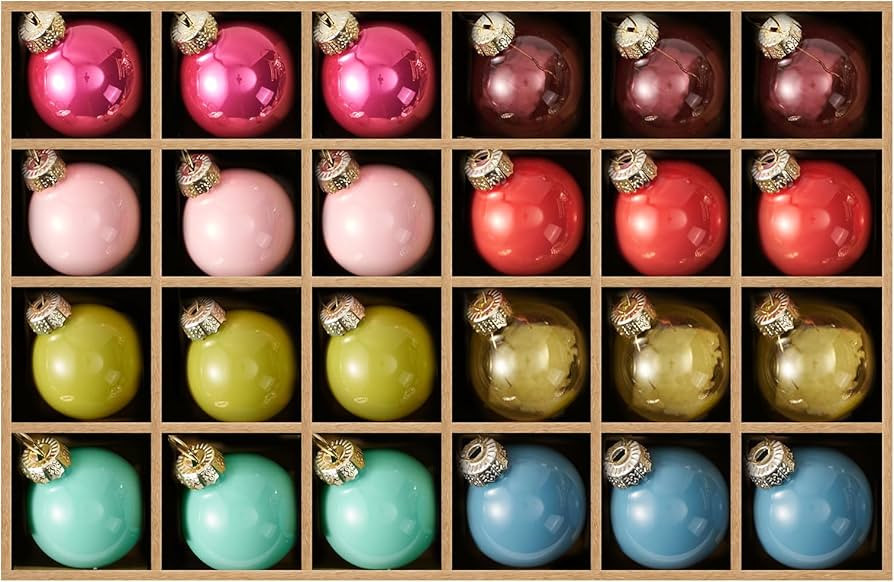 WDS WONDROUS Glass Christmas Ball Ornaments Set of 24, Pink & Blue & Green & Brown Christmas Orna... | Amazon (US)