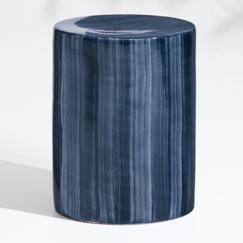 Cylinder Navy Blue Outdoor Patio Garden Stool Side Table + Reviews | Crate & Barrel | Crate & Barrel