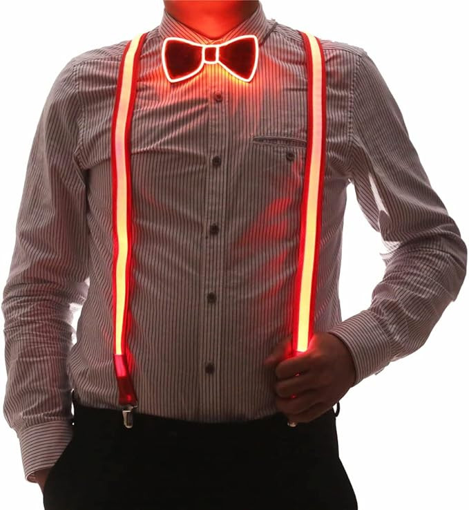 2 Pcs/Set, Light Up Men's LED Suspenders And Bow Tie, Perfect for Music Festival Halloween Costum... | Amazon (US)