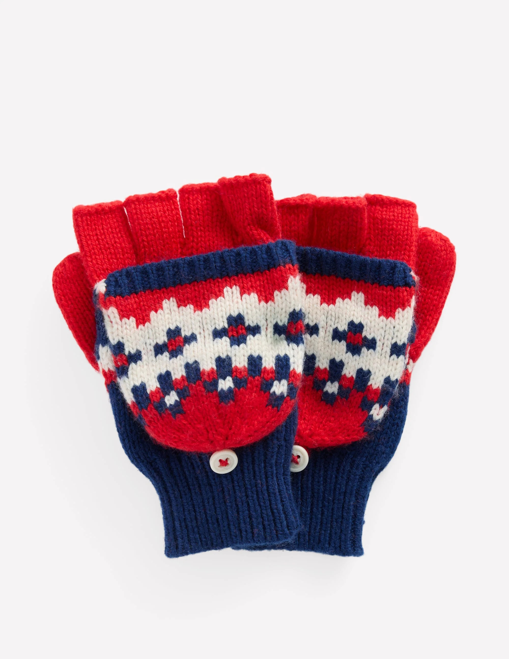 Fair Isle Mittens-College Navy Fair Isle | Boden (US)