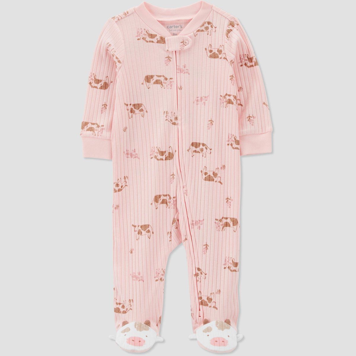 Carter's Just One You® Baby Girls' Cows Footed Pajama - Pink/Brown | Target