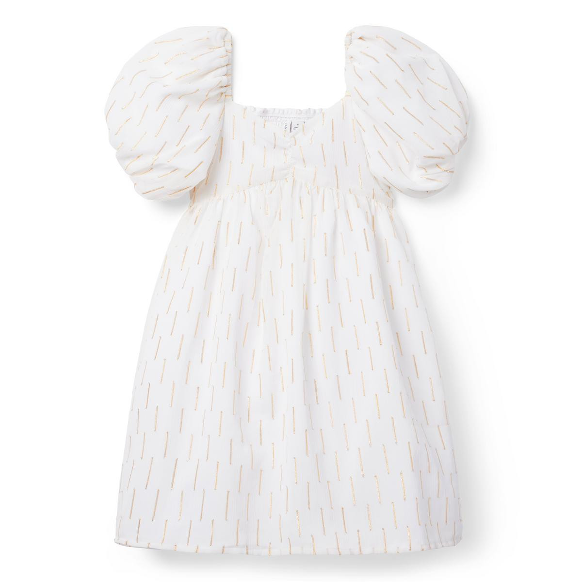 Metallic Clip Stripe Bubble Sleeve Dress | Janie and Jack