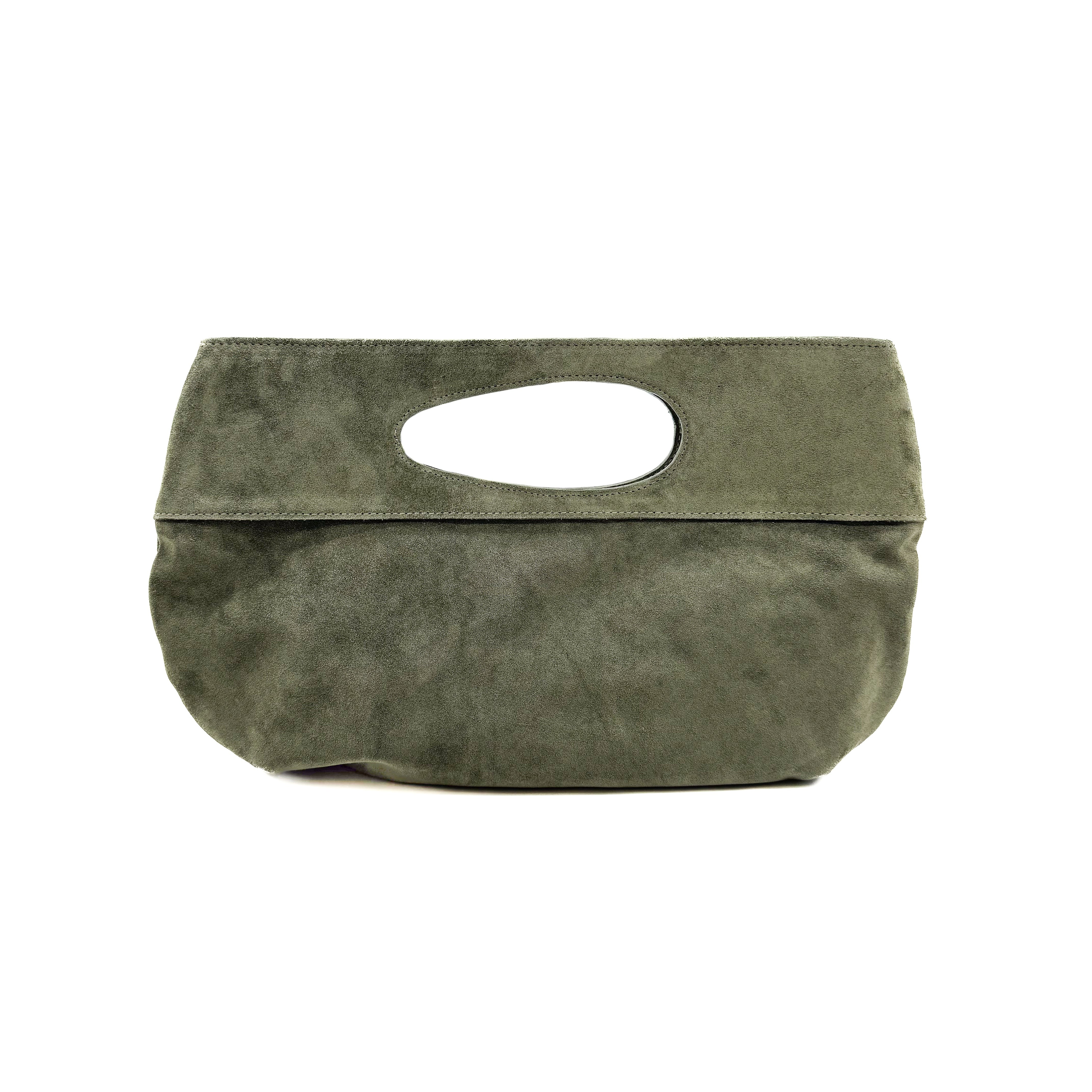 Kyla Clutch - Olive Suede | Streets Ahead Inc