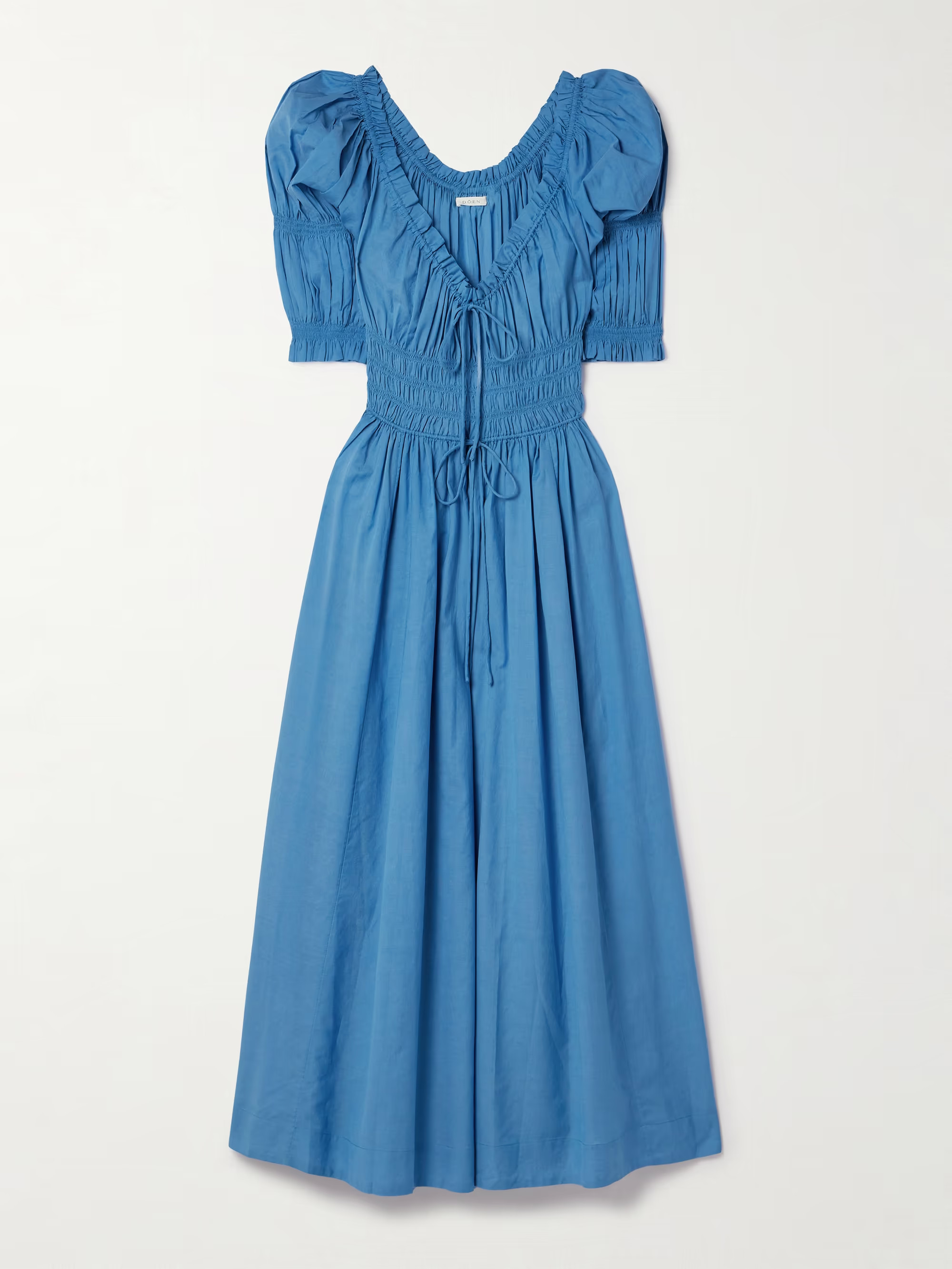Ischia shirred cotton-blend voile midi dress | NET-A-PORTER (UK & EU)