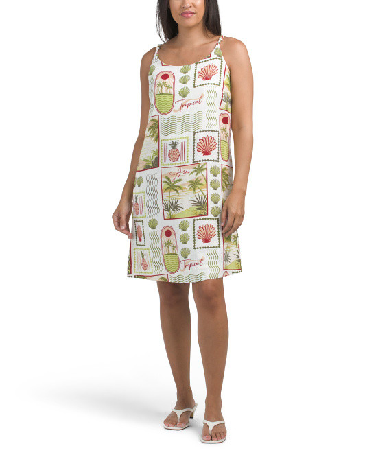 Linen Blend Ponzu Stamp Mini Dress | TJ Maxx