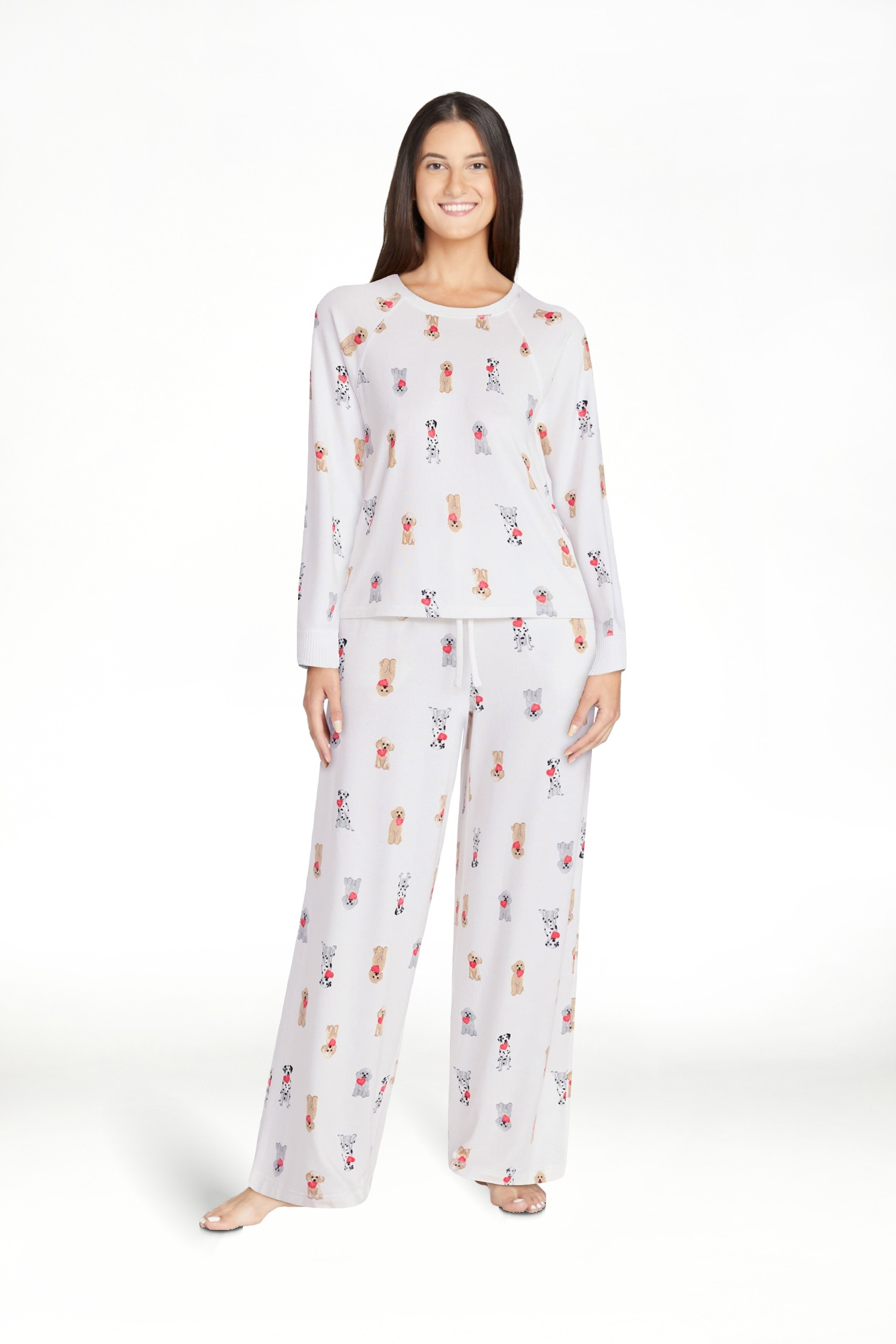 Joyspun Women's Cozy Lounge Collection Hacci Long Sleeve Top and Pants Pajama Set, 2-Piece, Sizes... | Walmart (US)