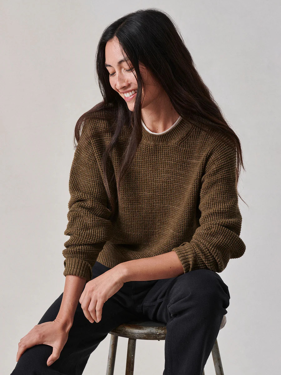 Marled Bronze Seafarer Cotton Crewneck Sweater | Buck Mason