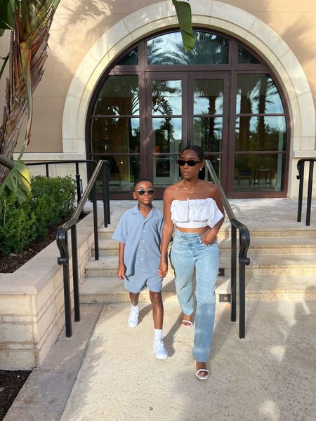 Mother and son outfit inspo: Abercrombie jeans, and ruffle crop top. Boys two piece set and vans sneakers for back to school 

#LTKkids #LTKBacktoSchool #LTKfamily