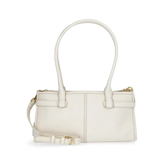 Time and Tru Women's Faux Leather Gwyn Shoulder Handbag, Bleached Beige | Walmart (US)