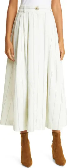 Stripe Cotton & Linen A-Line Skirt | Nordstrom