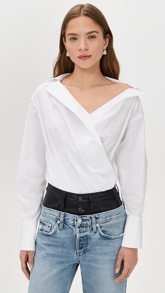 Off Shoulder Poplin Thong Bodysuit | Shopbop