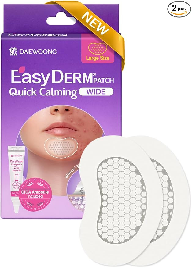 EasyDerm Quick Calming Magnesium Patches WIDE – 2 Large Face Acne Patches for Breakouts, TikTok... | Amazon (US)