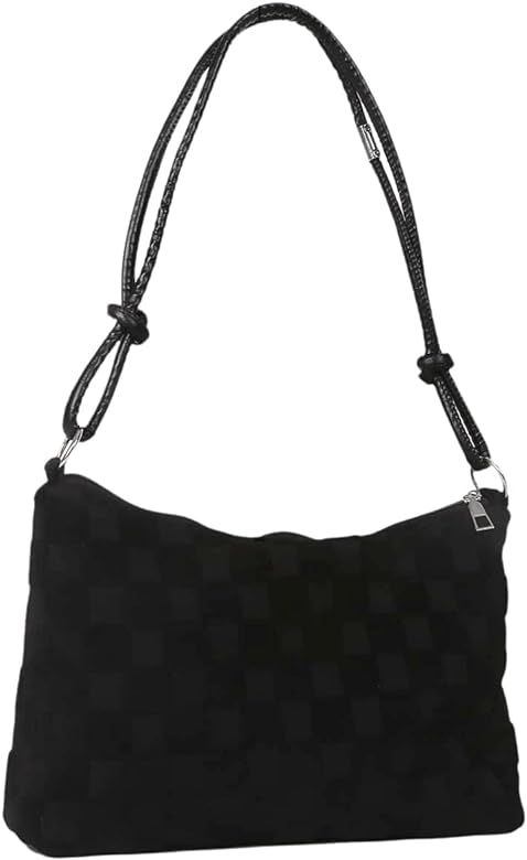 SweatyRocks Women's Hobo Purse Checkered Zip Up Shoulder Bag Casual Handbag | Amazon (US)