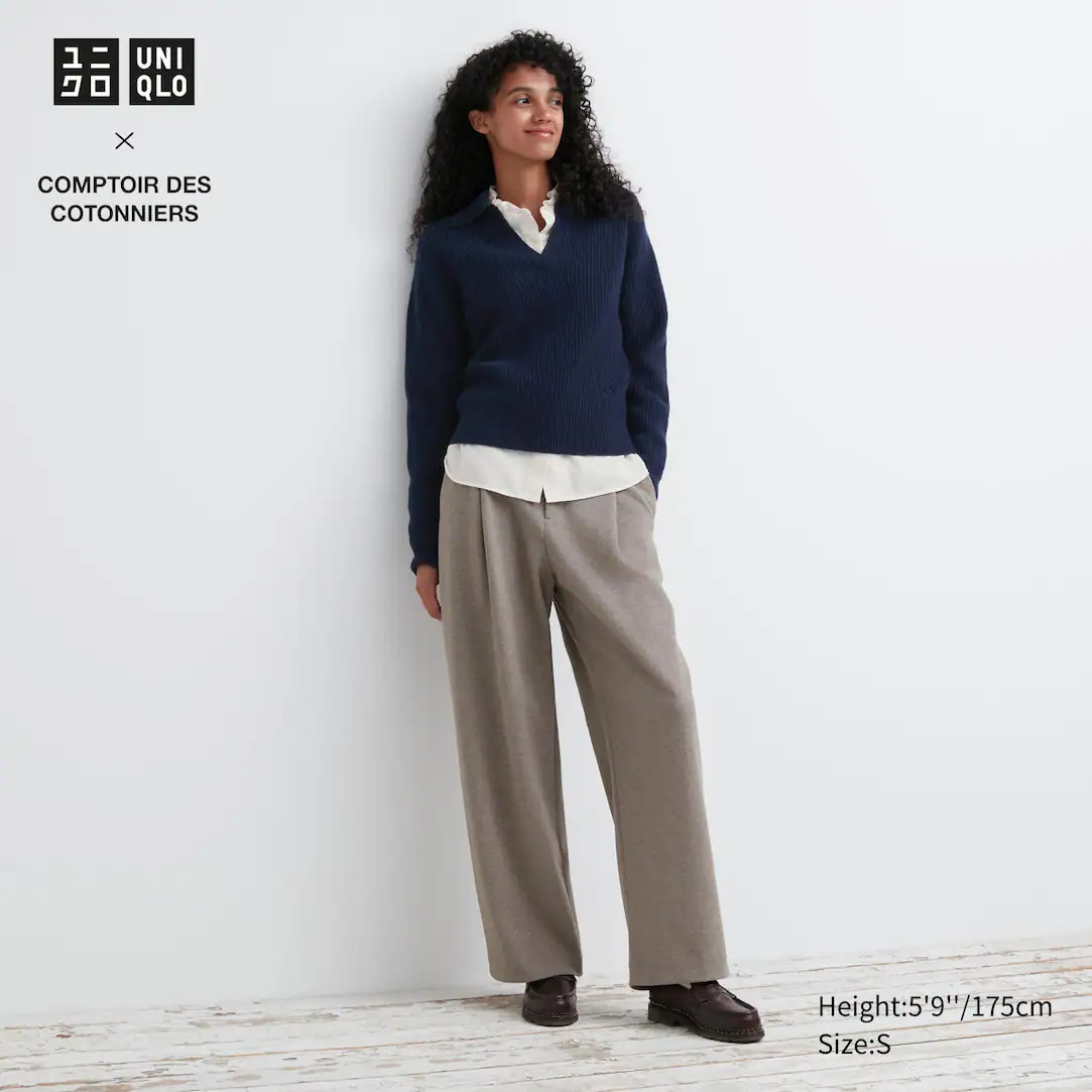 Comptoir des Cotonniers Geplooide Wijde Broek van Jersey (Normaal) | Uniqlo NL