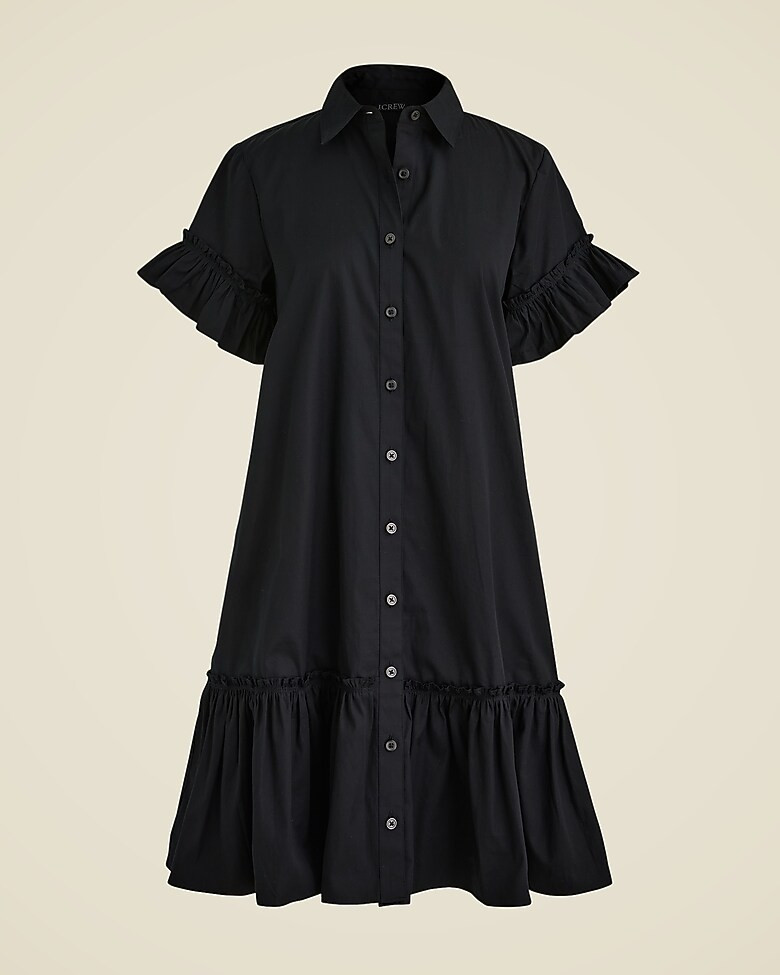 Ruffle-hem shirtdress in cotton poplin | J. Crew US