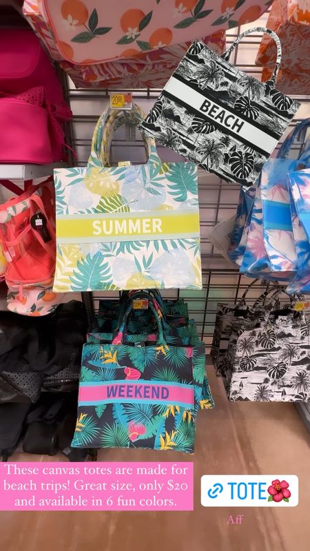 These Walmart Beach totes are only $20, come in 6 colors, and are the perfect summer tote bag. Great for a beach vacation bag, pool day bag, or just summer purse! They’re canvas, and a nice big size for holding all of your must haves!  ////  summer tote, spring tote, weekender bag, roadtrip bag, resort wear, tote under $20, beach bag under $20, vacation bag under $20, travel essential, travel must have, beach vacation must have, beach day tote, pool day tote, mom bag, purse under $20, canvas tote, tropical purse, mother’s day gift under $20, Walmart find, Walmart new arrival, jelly tote,
Jelly purse 

#LTKitbag #LTKfamily #LTKswim