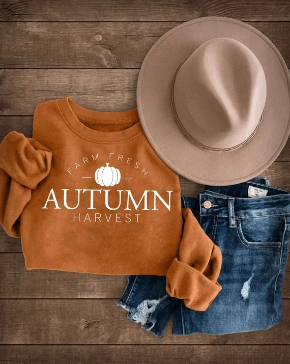 Farm Fresh Autumn Harvest Burnt Orange Crewneck or Tee / Fall - Etsy Canada | Etsy (CAD)