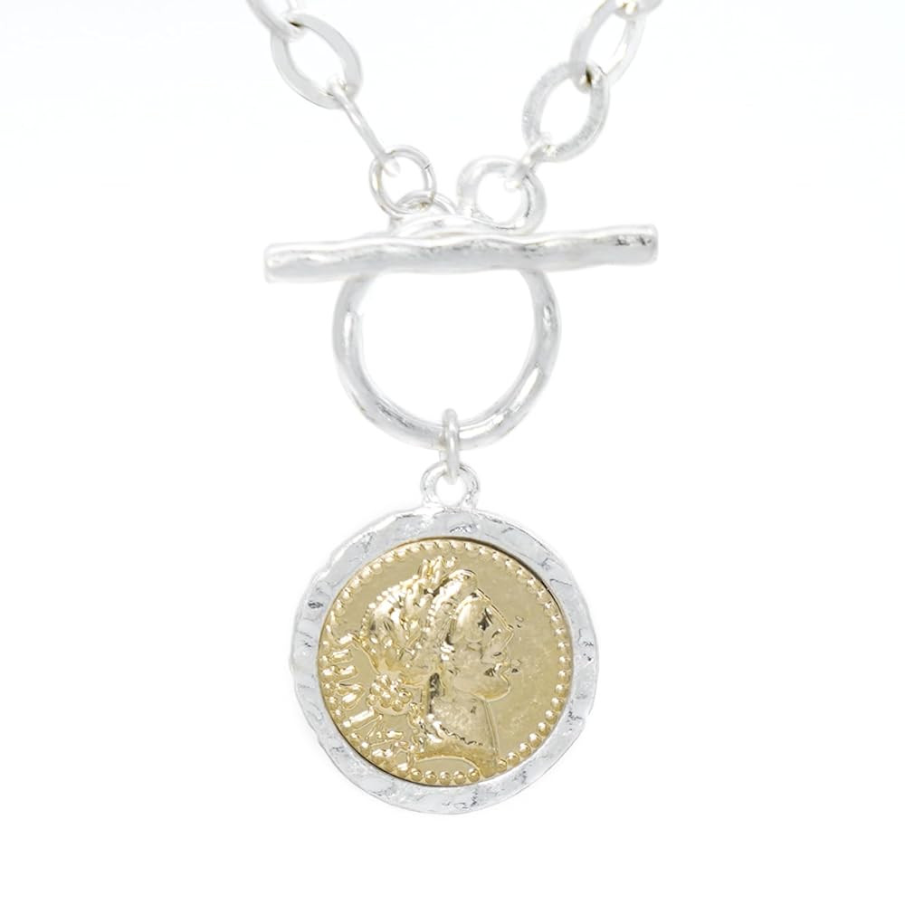 Antique Gold Plated Roman Coin Necklace for Women 18 Inch Chain Pendant Necklace Birthday Anniver... | Amazon (US)