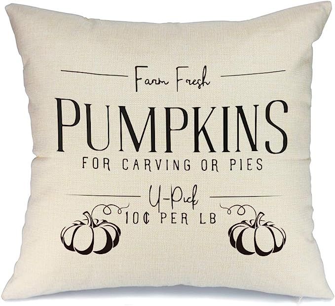 AENEY Fall Pillow Cover 18x18 inch Pumpkin Pillow Fall Pillows Decorative Throw Pillows for Thank... | Amazon (US)