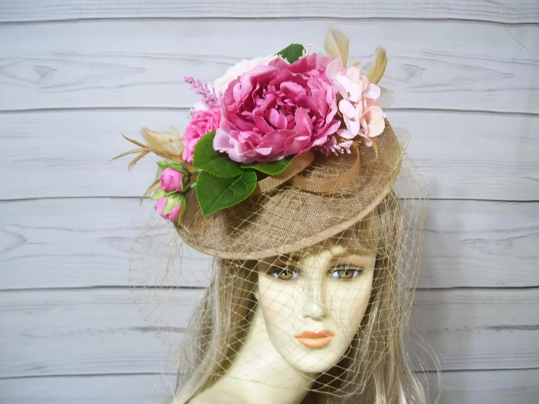 Pink Flower Fascinator Kentucky Derby Hat, Easter, Wedding Tea Party Headpiece, Horse Races | Etsy (US)