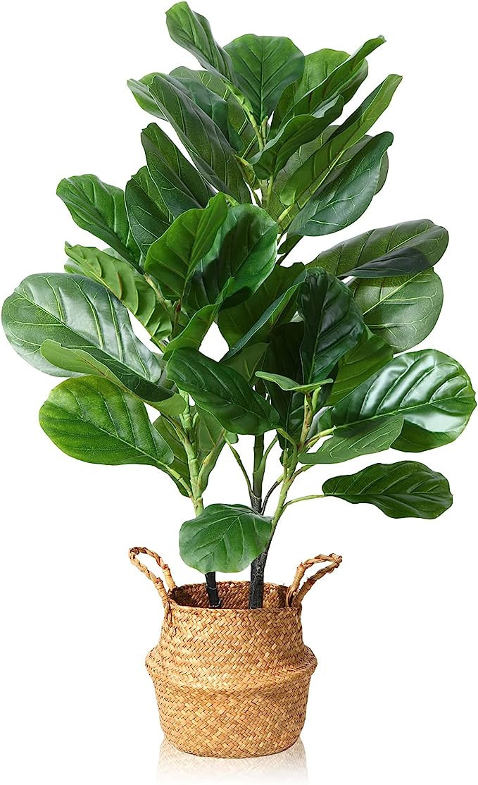 SOGUYI Artificial Fiddle Leaf Fig Tree 37 Inch Tall Fake Plants 45 Leaves Faux Ficus Lyrata Tree ... | Amazon (US)