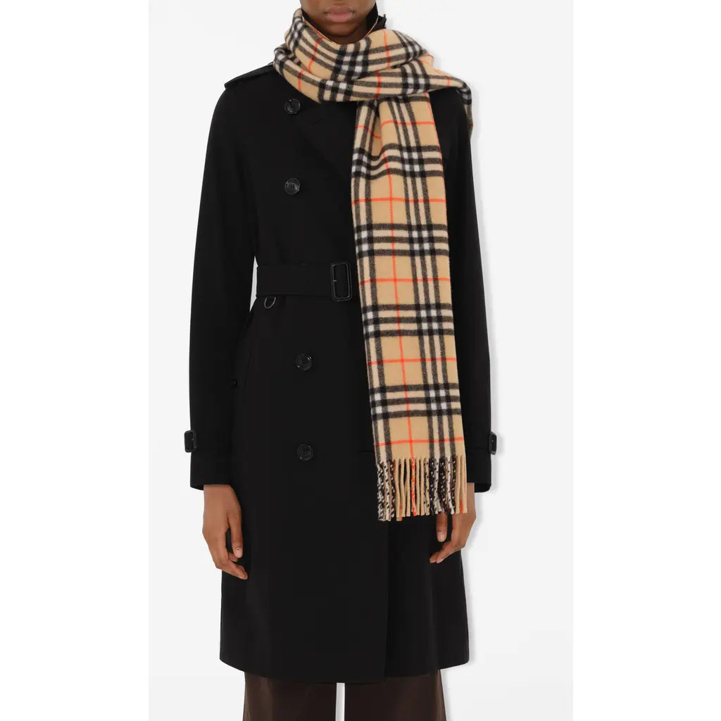 burberry Megacheck Cashmere Scarf in Sand at Nordstrom | Nordstrom