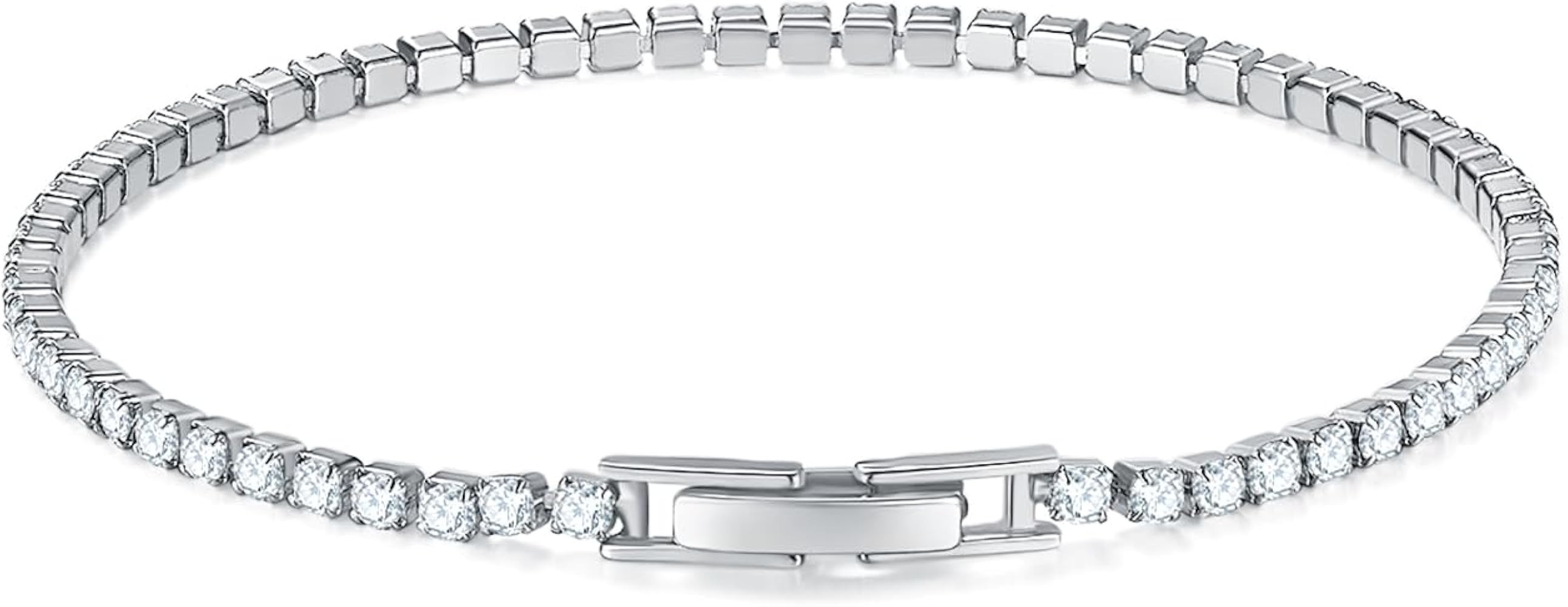 MINDDHA 14K Gold/White Gold Plated 2mm 3mm Cubic Zirconia Tennis Bracelet | Silver Bracelet, Gold... | Amazon (US)
