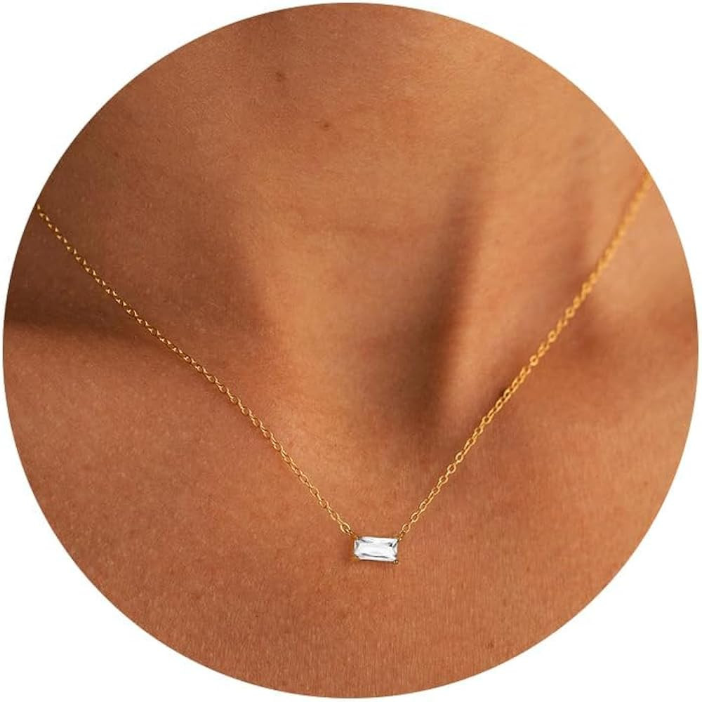 Trendy 14K Gold Plated Diamond Necklaces for Women - Birthstone Necklace for Women Mothers Dainty... | Amazon (US)