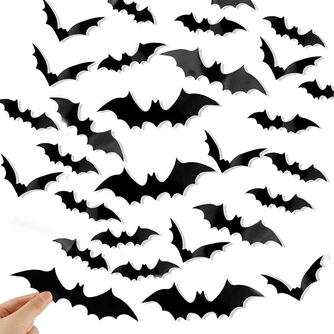 Hishenhe 3D Bats Wall Decor 96 Pcs Bat Halloween Decoration Stickers of Wall Window Door Decal fo... | Amazon (CA)