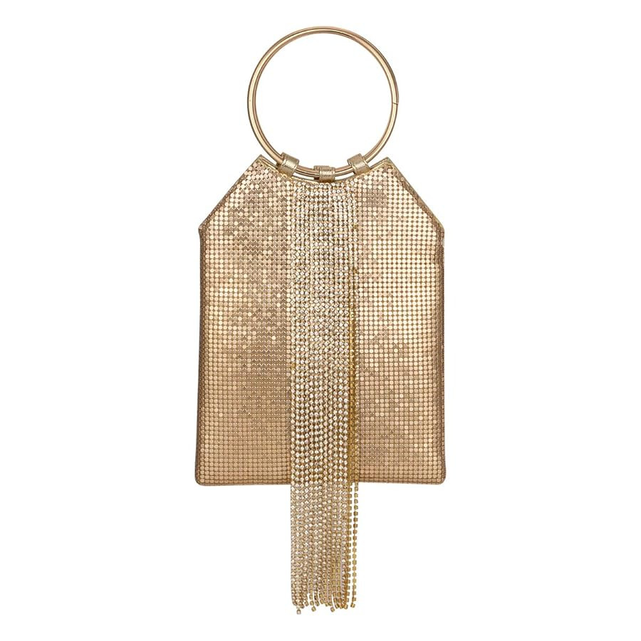 Wrist Handle Cocktail Party Wedding Evening Clutch Crystal Rhinestone Tassels Tote Handbag Metal ... | Amazon (US)