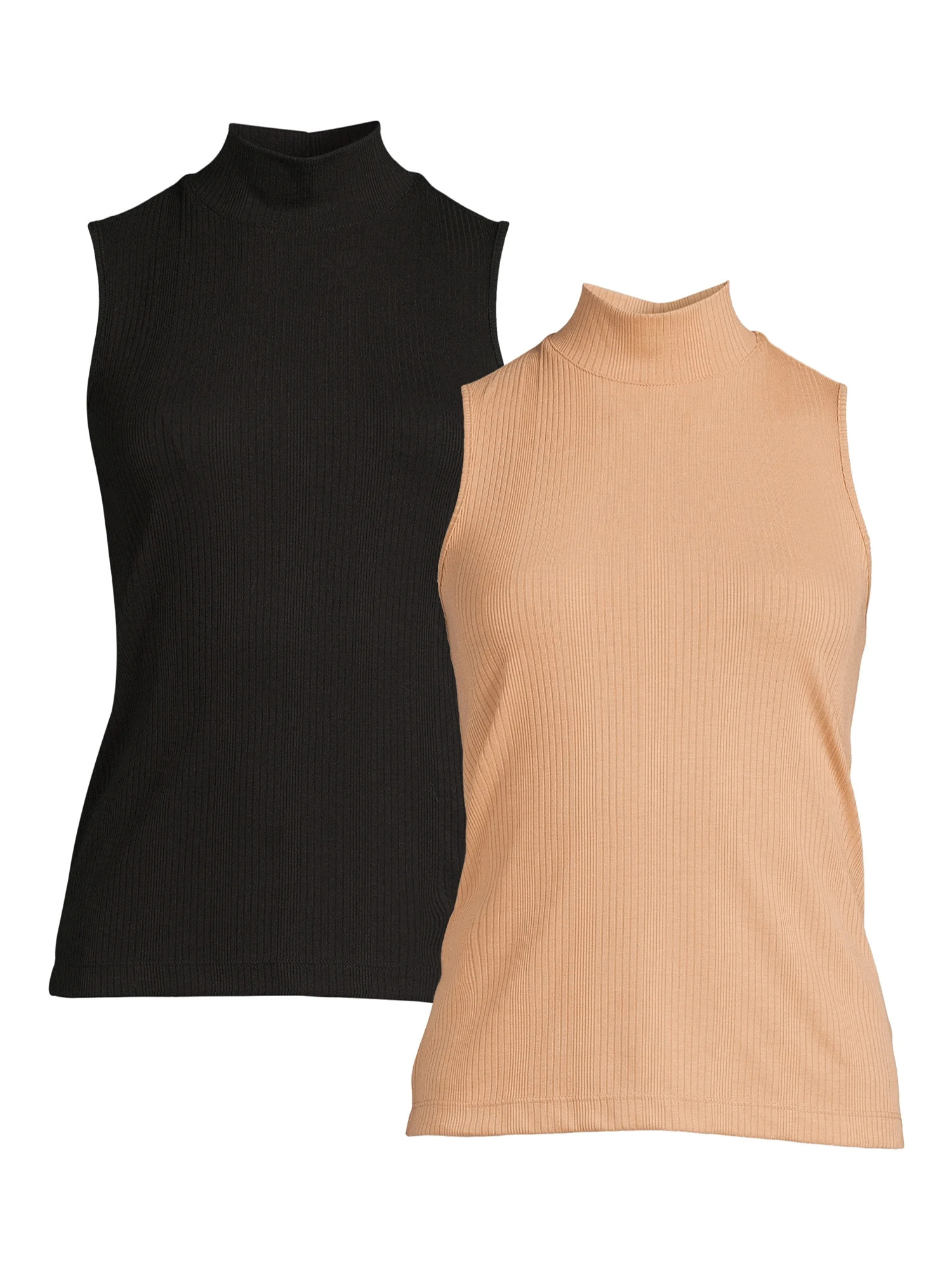 Time and Tru Women's Mock Neck Tank Top, 2-Pack - Walmart.com | Walmart (US)