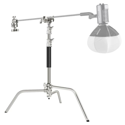 NEEWER Pro 100% Stainless Steel Heavy Duty C Stand with Boom Arm, Max Height 68"/172cm Photography Light Stand with 2.7ft/83cm Holding Arm, 2 Grip Head for Studio Monolight, Softbox, Reflector, SC172 | Amazon (US)