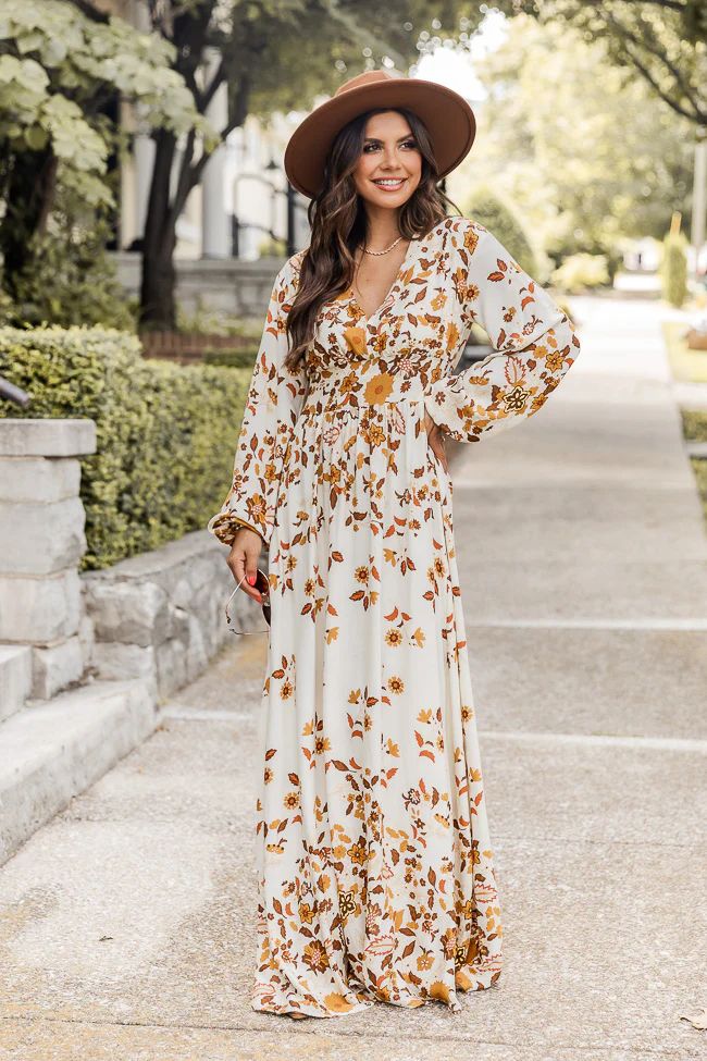 More Days Like This Brown Leaf Print Maxi Dress | Pink Lily