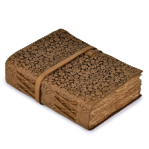 LEATHER VILLAGE Leather Bound Floral Embossed Journal for Women & Men - 200 Pages, 8”X6”(A5), Cappuccino - Book of Shadows, Vintage Blank Paper Travel Diary, Notebook for Writing, Drawing, Sketchbook | Amazon (US)