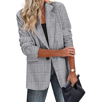 Zeagoo Womens Casual Blazers Pockets Long Sleeve Open Front Work Office Jackets Lapel Button Long... | Amazon (US)