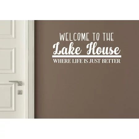 Beach Home Decor Welcome to Lake House Vinyl Decals Wall Sticker Quotes 23x10-Inch White | Walmart (US)